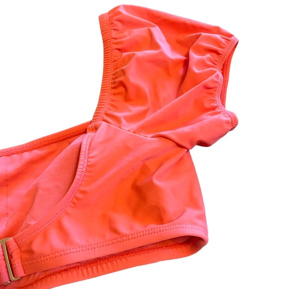 TIME & TRU Womens Plus 3X 24W-26W Peach Glow Halter Puff Sleeve Bikini TOP NWT - Picture 8 of 8